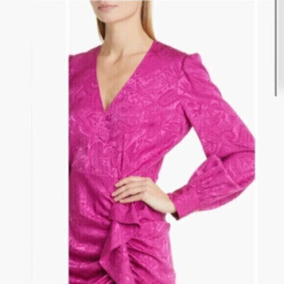 NWT Veronica Beard Weiss Side Ruffle Long Sleeve Silk Blend Dress - Picture 4 of 15